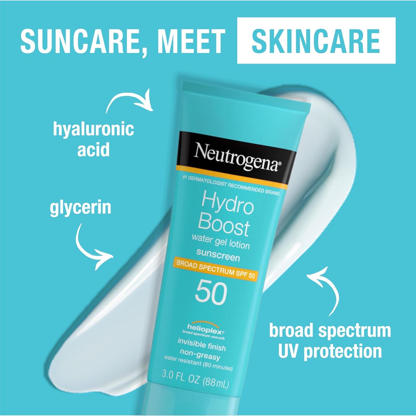 Hydro Boost Water Gel Sunscreen SPF 50 β Oil-Free, 3 oz βοΈπ§