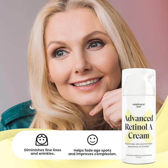 Advanced Retinol A Cream - Moisturizer w/Vitamin E, Coconut & Almond Oil- Retinol Daily Anti-Aging Cream for Face – for Smoother Looking Skin (3.4 oz)