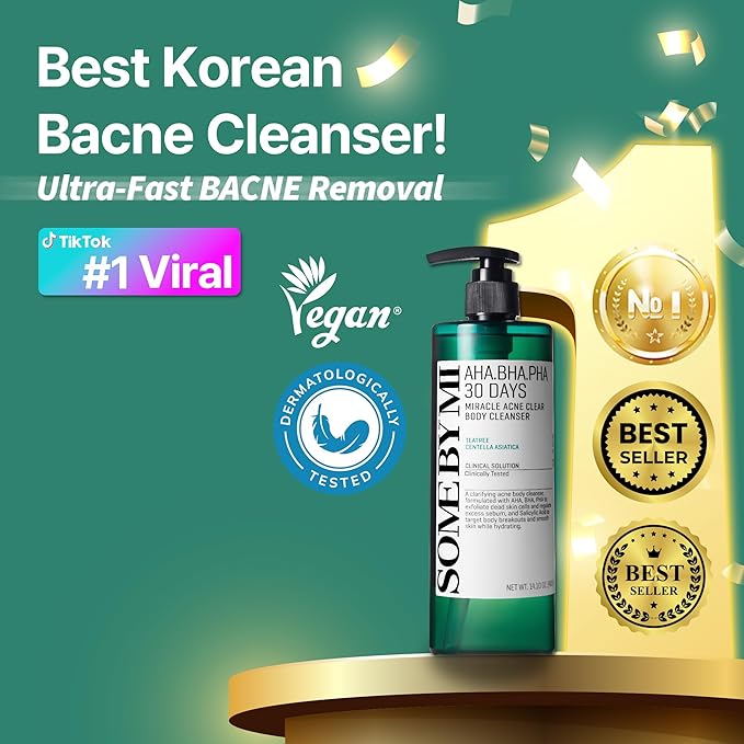SOME BY MI AHA BHA PHA 30 Days Miracle Acne Clear Body Cleanser - 13.5oz, 400ml - Daily Exfoliating Tea Tree Acne Body Wash with Salicylic Acid - Deep Cleanses Sebum and Impurities - Korean Skin Care