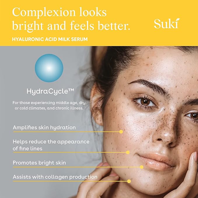 Suki Hyaluronic Acid Milk Serum, Anti Aging Face Serum Improves Skin Texture and Hydrates Skin, 1 Fl Oz