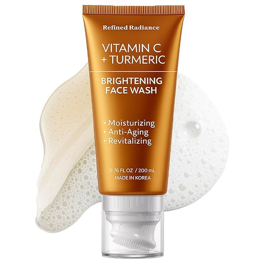 Vitamin C & Turmeric Face Wash – Dermatologist Tested, Anti-Aging, Korean Skin Care – Evens Skin Tone, Reduces Dark Spots, Boosts Radiance – Clean Vegan Beauty – 200 ML