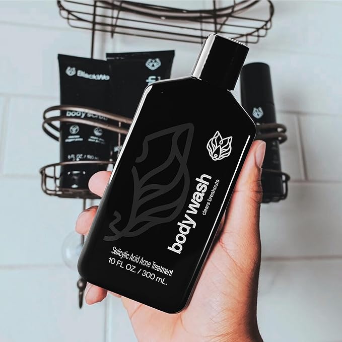 Black Wolf Salicylic Acid Body Wash for Men - 10 Fl Oz Men's Acne Body Wash - Charcoal Helps Reduce Acne Breakouts & Cleanse Your Skin - Full Coverage & Deep Clean Treatment - Men's Bodywash