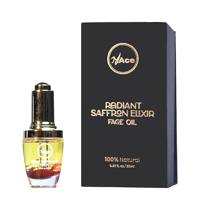MY ACE Radiant Saffron Elixir Face Oil | Dermatologist Approved | Pure Saffron Threads & Vitamin E, Natural Glow Booster, Brightening & Nourishing Serum for Skin & Hair, 0.67 fl oz (Pack of 1)