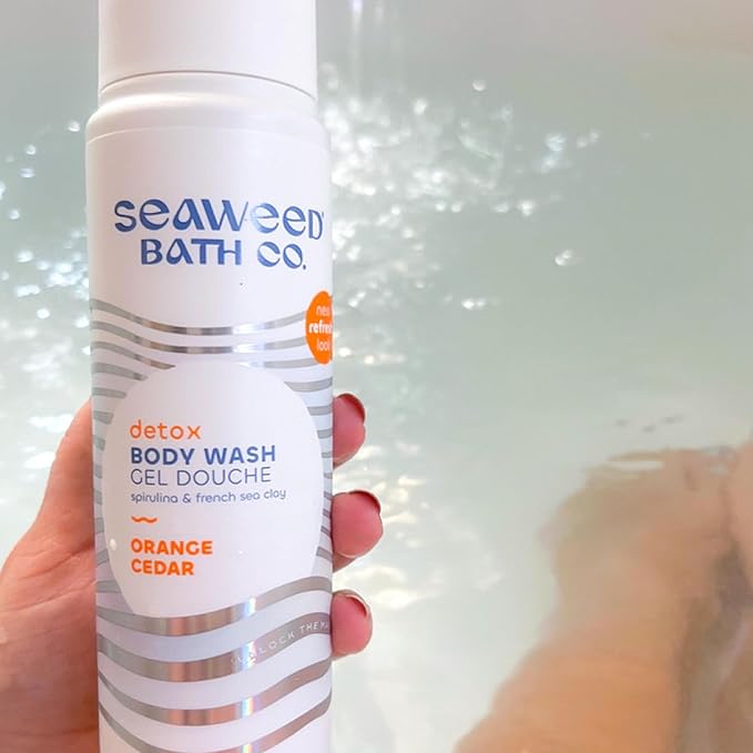 Seaweed Bath Co. Detox Body Wash - Rosemary Mint - Hydrating Foaming Cleanser with Refreshing Natural Ingredients - Vegan, Paraben and Sulfate Free Shower Gel for Women and Men - 12 oz