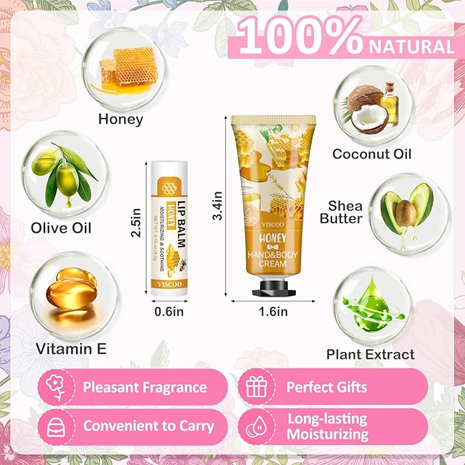 16 Pack / 8 Sets Bulk Lip Balm and Hand Cream Gift Set, Bridal Shower Gifts and Bridal Wedding Favors for Guests, Baby Shower Party Favors for Guests, Thank You Gifts, Birthday Gifts for Women