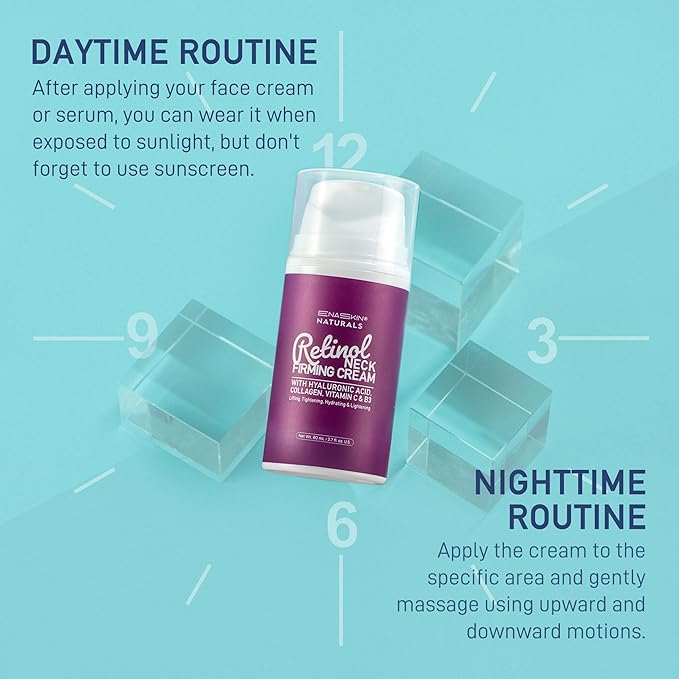 Retinol Neck Firming Cream: Advanced Face Tightening and Lifting Cream with Hyaluronic Acid, Collagen and Vitamin - Tightening Wrinkles, Firming Sagging Skin on Face, Neck, Décolleté - 2.7 Oz