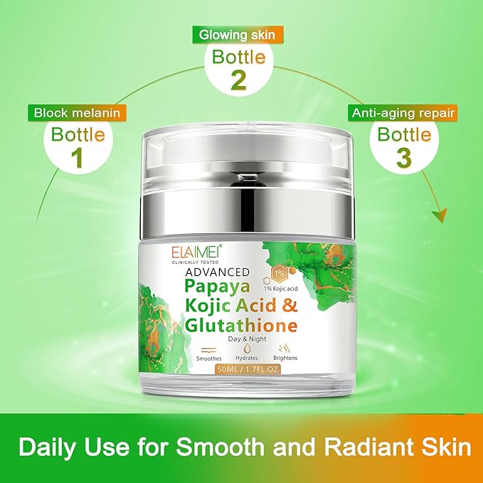 Papaya Cream, Anti-aging Hydrating Natural Formula with Glutathione for Nourishing Dry Skin, Day & Night Face Moisturizer 50ML