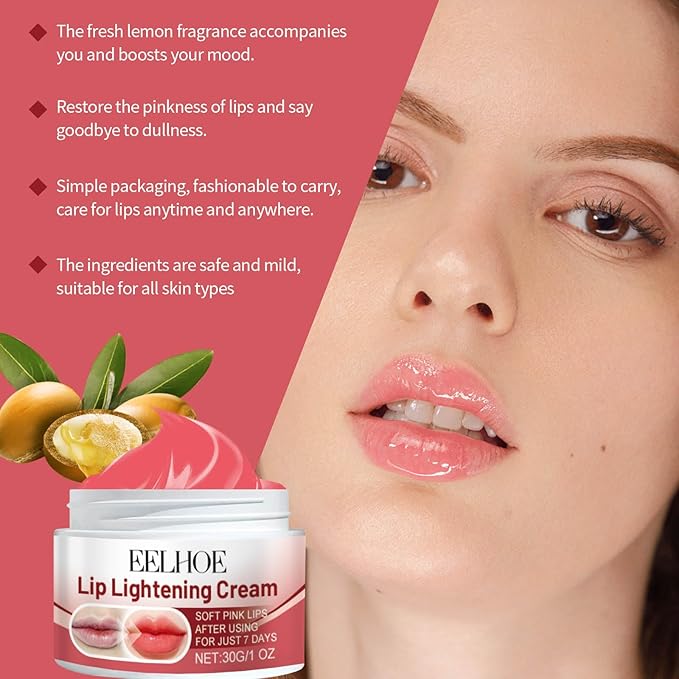 Lemon Lip Lightening Cream, Lip Balms & Moisturizers Lip Lightening for Dark Lips, Natural Lip Exfoliator with Shea Butter and Vitamin E, Lip Lightener for Dry, Chapped, Reduce Fine Lines Lip