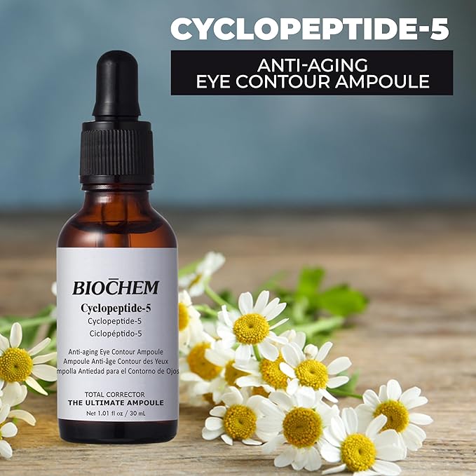 BIOCHEM Cyclopeptide-5 Anti-Aging Eye Contour Ampoule – Firming & Hydrating Serum with Hyaluronic Acid, Under-Eye Treatment, Reduces Bags, Fine Lines & Crow’s Feet – 1.01 fl. oz / 30 mL