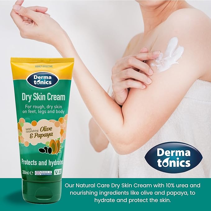 Dermatonics Dry Skin Cream for Cracked Heels, Hands & Feet | 10% Urea Intensive Care Solution, Softening Calloused, Rough & Damaged Skin - Absorbs Quickly | Hydrating Moisturizer - Daily Use | 200 ml