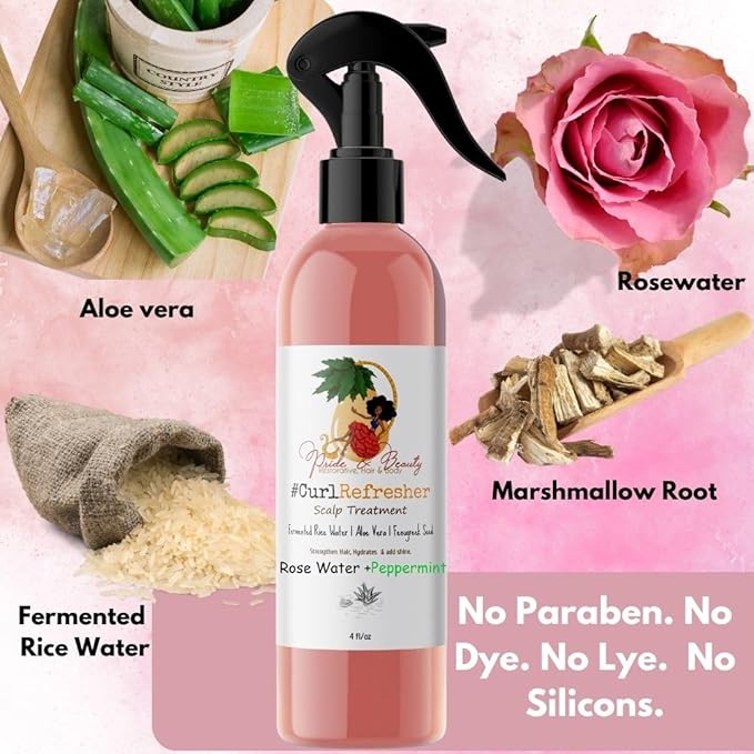 Rose Water For Locs, Daily Moisturizing Refreshing Spray, Rose Water For Hair, Rosewater and Peppermint Hair Scalp Moisturizer. (2 OUNCES)