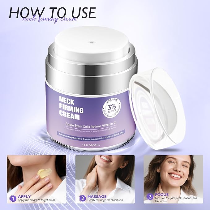 BLAUSE Neck Firming Cream, Retinol Cream for Face with Collagen and Hyaluronic Acid, Neck Creams for Tightening and Firming for Man & Women, 1.7 Fl oz Crepey Skin Creams for Face and Neck (1pcs)