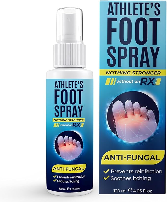 Athleteβs Foot Spray with Tea Tree Oil | Antifungal Treatment for Athleteβs Foot, Jock Itch, Ringworm | Soothes Itchy, Irritated Skin on Feet, Groin & Inner Thighs | Relieves Burning | 120ml