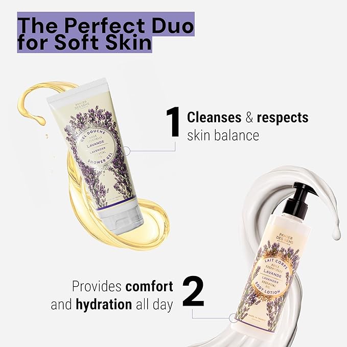 Panier des Sens - Lavender Moisturizing Body Wash for Women & Men - Gentle Shower Gel 96% Natural Ingredients for Normal, Sensitive Skin - Body Care Made in France, SLS Free, Vegan - 6.8 Floz