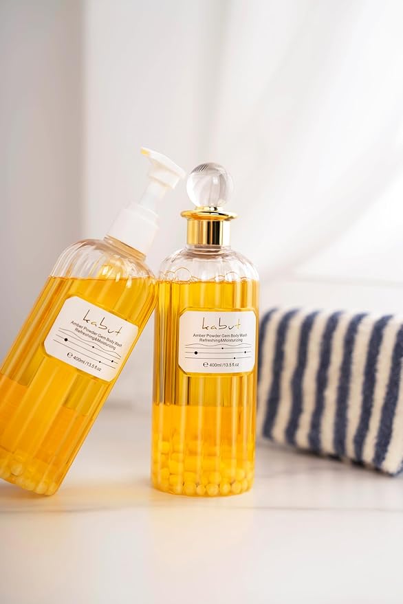 Pearl Extract Body Wash, Amber Powder Infused, Plant-Based Natural Formula for Daily Cleansing, Gentle Hydrating Shower Gel, 400ml