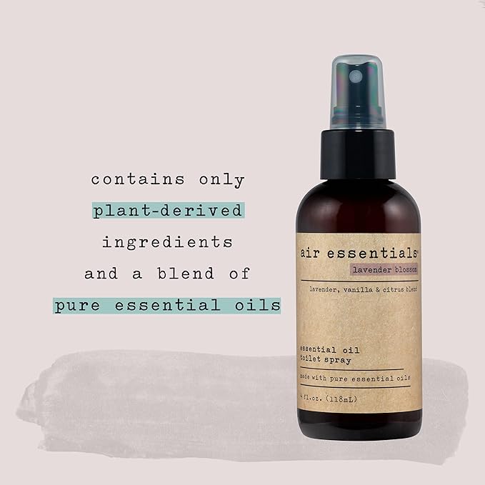 Air Essentials Essential Oil Toilet Spray - Odor Eliminator & Air Freshener - Made with Pure Essential Oils - Lavender Blossom - 4 Ounce