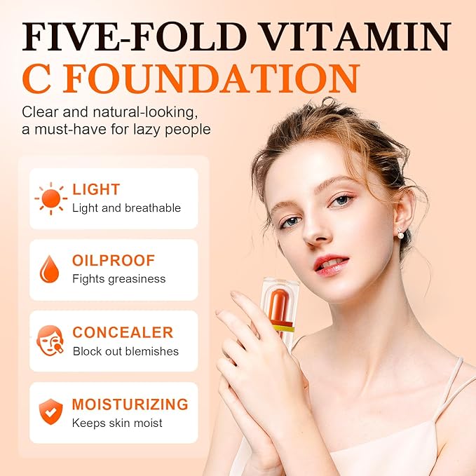 Fivefold Vitamin C Face Cream Brightens and Conceals, 2025 New Moisturizing Cream, Premium Face Serum for Daily Use, Lightweight Concealer Cream for Office, Brightening Moisturizer for Women (2)