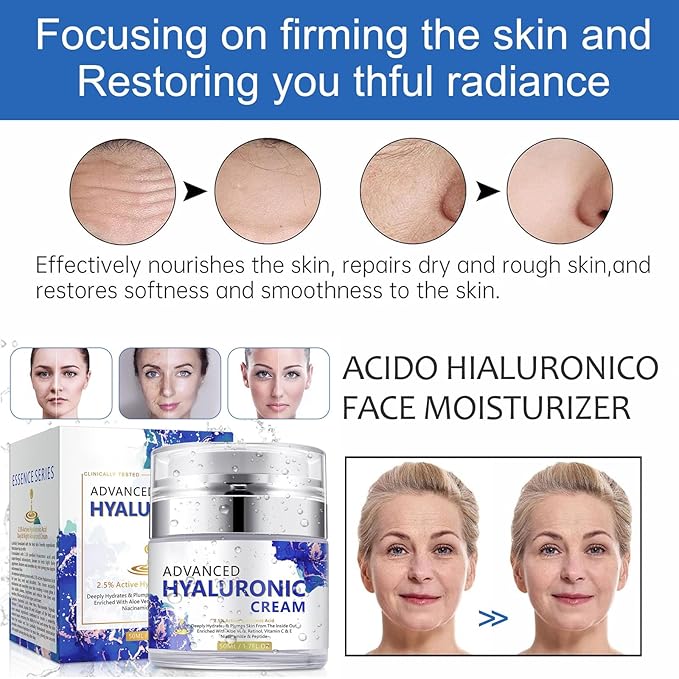 Hyaluronic Acid Moisturizer, Facial Moisturizer For Women Anti Aging, Dry Face Moisturizer Instant Hydration For Women, Hydrating Face Moisturizer Lotion For All Skin Types