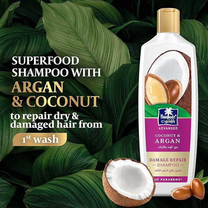 Parachute Advansed Anti-Frizz Hair Serum & Argan Shampoo Combo | Smooth, Nourished, Frizz-Free Hair | Pack of 2 | 6.4 fl oz + 11.4 Fl oz