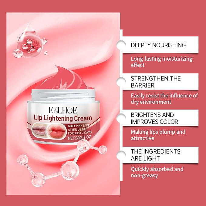 Lemon Lip Lightening Cream, Lip Balms & Moisturizers Lip Lightening for Dark Lips, Natural Lip Exfoliator with Shea Butter and Vitamin E, Lip Lightener for Dry, Chapped, Reduce Fine Lines Lip