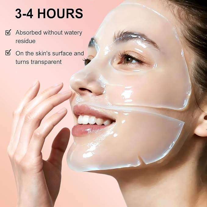 Bio-Collagen Real Deep Face Mask,with Niacinamide Hyaluronic Acid Collagen Deeply Hydrating Brightening Anti-Aging Elasticity Improvement Overnight Facial Mask For Glass Glow Skin 4 Sheets