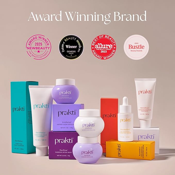 Prakti PaviPure Warming Detox Mask, Clears & Minimizes Pores, Smooths & Hydrates with Natural AHAs, 1.8 fl oz