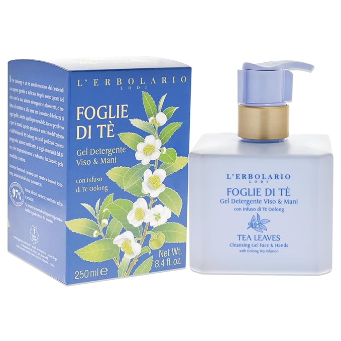 L'Erbolario Tea Leaves Shower Gel - Nourishes, Moisturizes And Protects The Skin - Refreshing Bath And Shower Foam Provides Gently Effective Cleansing - Softening And Toning Properties - 8.5 Oz