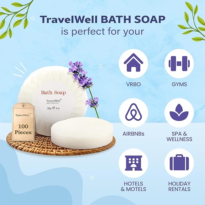 ECO Amenities Bath Soaps for Hotels - 100-Count, 1 oz - Individually Wrapped Bulk Mini Soap Bars for Guest & Travel Use