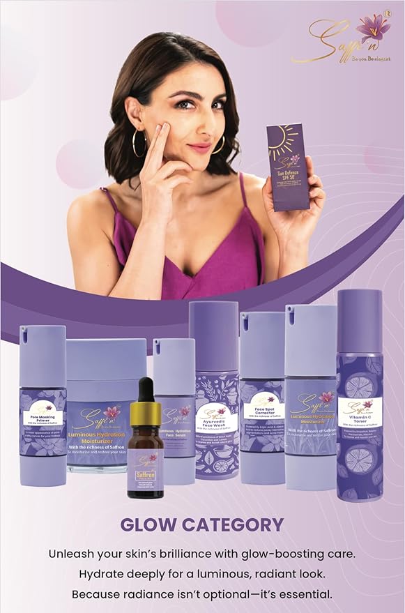 Saffr'n Brightening & Hydrating Face Oil with real and natural Saffron Strands, Squalene, Jojoba, Green Tea | 0.5 fl oz.