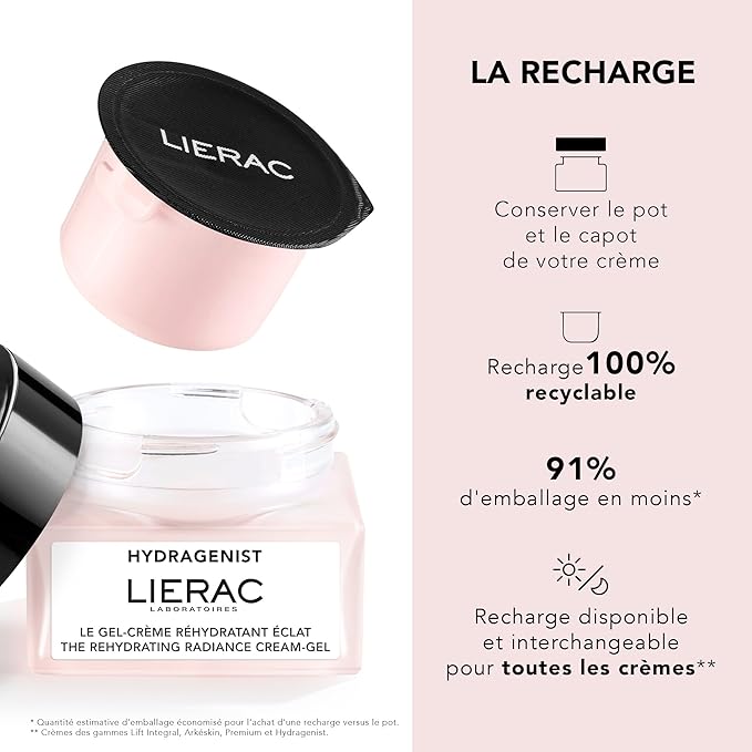 Lierac Rehydrating Radiance Face Cream - Hydrating Formula, Face Moisturizer Cream for Woman, Fine Lines, Hydrating, Tightens & Smooths Skin with Hyaluronic Acid, Sensitive Skin - 50ml