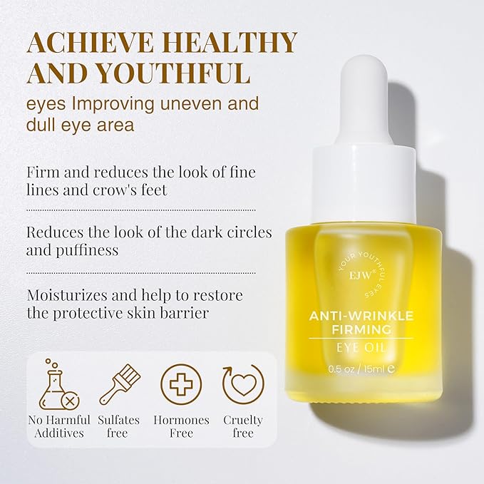 EJW Revive Eye Serum with Gentle Retinoid Correction for Under Eye Bags Wrinkles Puffiness, Fine Lines and Crows Feet, Hydrating & Firming Anti-Aging, Elevates Radiance and Revives Skin, 0.5 oz