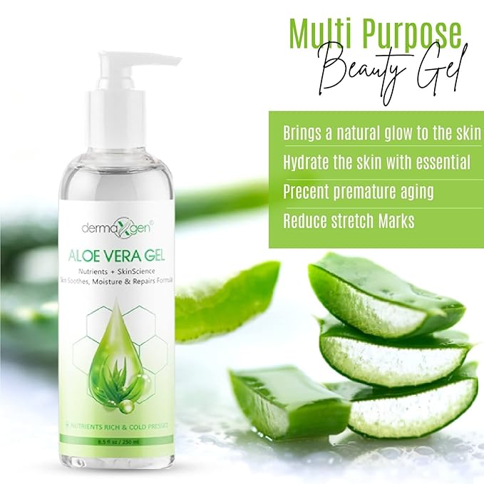 Aloe Vera Gel With Witch Hazel + Vitamin C + Vitamin E - Skin Soothes, Moisture And Repair Formula, Nutrients Rich And Cold Pressed 8.5 Fl Oz/ 250 Ml