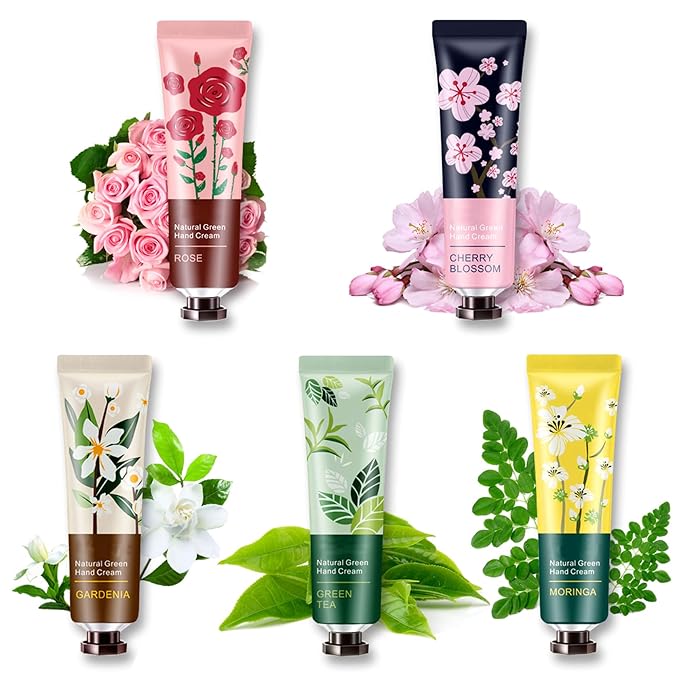 5 Pack Hand Cream For Chapped Hands,Natural Botanical Fragrance Hand Lotion,Mini Hand Cream For Working Dry Hands,Moisturizing Travel Size Hand Cream Set with Natural Botanical For Women-30ml(Floral)