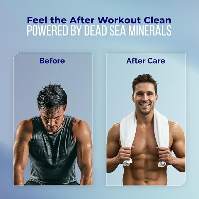 Dead Sea Collection Mens Body Wash 3 in 1 – TOP 10 ACTIVE Body Wash for Men – Shower Gel – Shampoo – Shower Soap for Face and Hair (33.8 Fl. Oz)