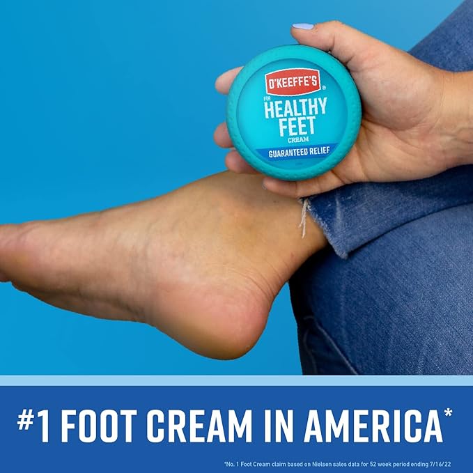 O'Keeffe's for Healthy Feet Foot Cream; Guaranteed Relief for Extremely Dry; Cracked Feet; Instantly Boosts Moisture Levels; 3.2 Ounce Jar; (Pack of 3)