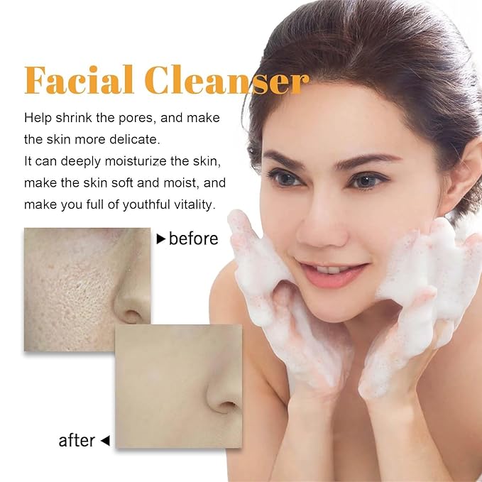 Turmeric Facial Cleanser, Deep Cleansing Exfoliating Glow Wash Turmeric Face Wash With Brush for Women All Skin.