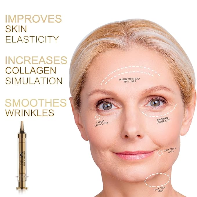 GLO24K Instant Facelift Cream with 24k Gold, Hyaluronic Acid, Peptides, and Vitamins. Value Pack of 6. A powerful non-invasive alternative to injections.