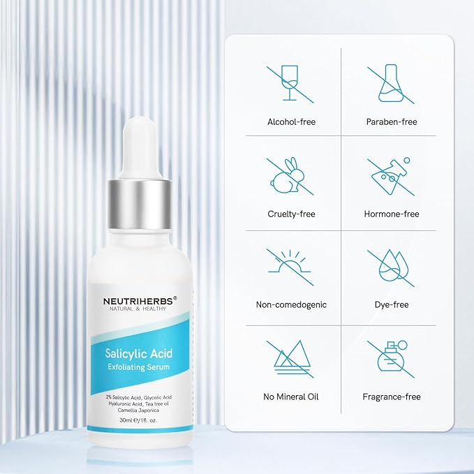 NEUTRIHERBS Salicylic Acid Exfoliating Serum, Unclogged And Minimized Pores, Face Serum For Acne Prone & Oily Skin - 1 fl oz