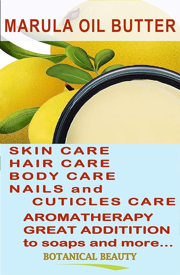 Botanical Beauty MARULA OIL BUTTER RAW VIRGIN UNREFINED for Face, Body, Hair, Lip, Nails, Dry Skin, Cracked Hands, Rosacea, Eczema, Rashes, Itchiness, Redness, Anti-Aging (8 Fl Oz)