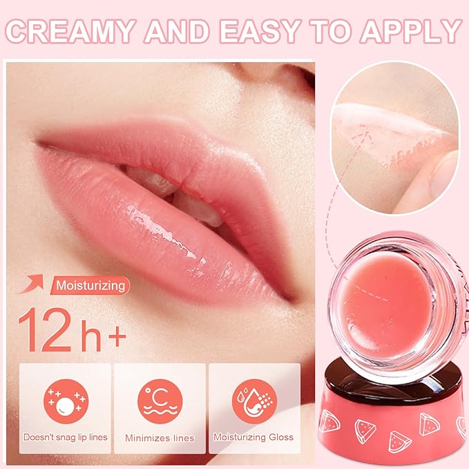 4 PCS Bee Lip Balm - Honey Watermelon Apple Coconut Lip Balm Sleeping Lip Mask Overnight with Sticks, Lip Exfoliating, Prevents Dry & Crack