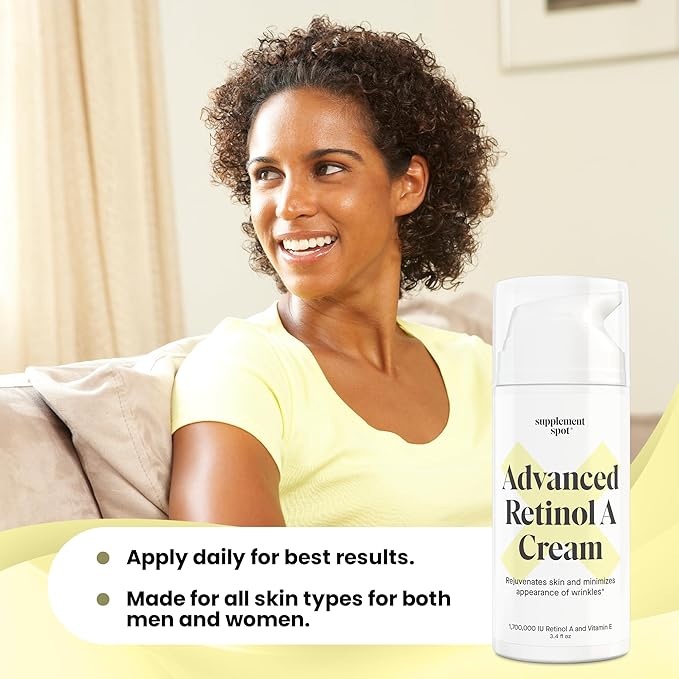 Advanced Retinol A Cream - Moisturizer w/Vitamin E, Coconut & Almond Oil- Retinol Daily Anti-Aging Cream for Face – for Smoother Looking Skin (3.4 oz)