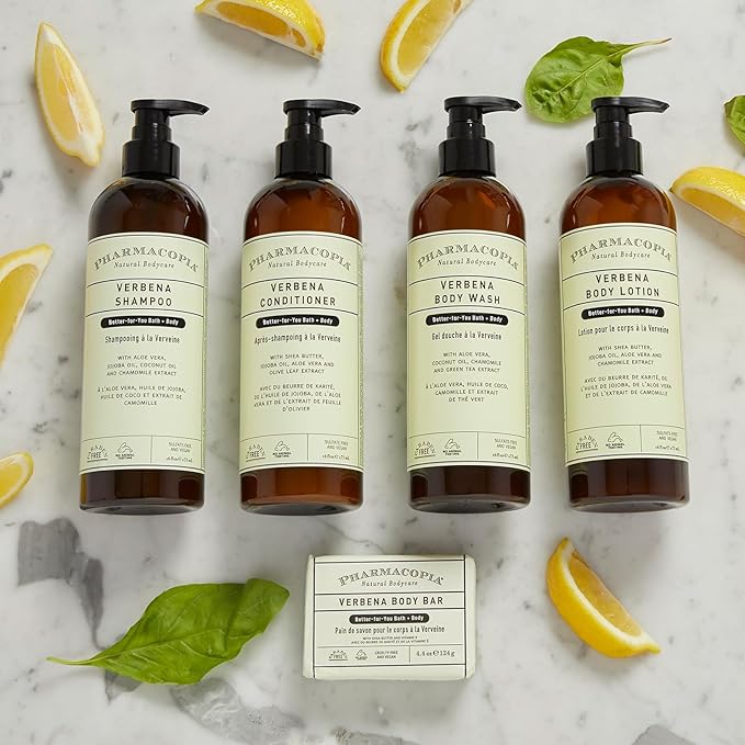 Pharmacopia Verbena Body Wash - Natural Shower Gel, Moisturizing and Nourishing Body Cleanser - Infused with Organic Aloe Vera, Coconut Oil, and Green Tea Extract - Vegan, and Cruelty-Free, 16 oz