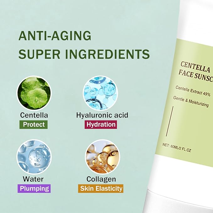 𝐶𝑒𝑛𝑡𝑒𝑙𝑙á Korean Sunscreen Calming Moisture Daily Sunscreen SPF 50+ PA++++, Facial Sunscreen for Women, Water-fit Sun Serum No White Cast, Vegan Sunscreen for Face Korean Skincare