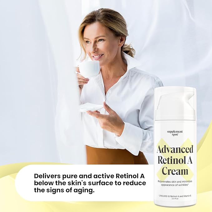 Advanced Retinol A Cream - Moisturizer w/Vitamin E, Coconut & Almond Oil- Retinol Daily Anti-Aging Cream for Face – for Smoother Looking Skin (3.4 oz)