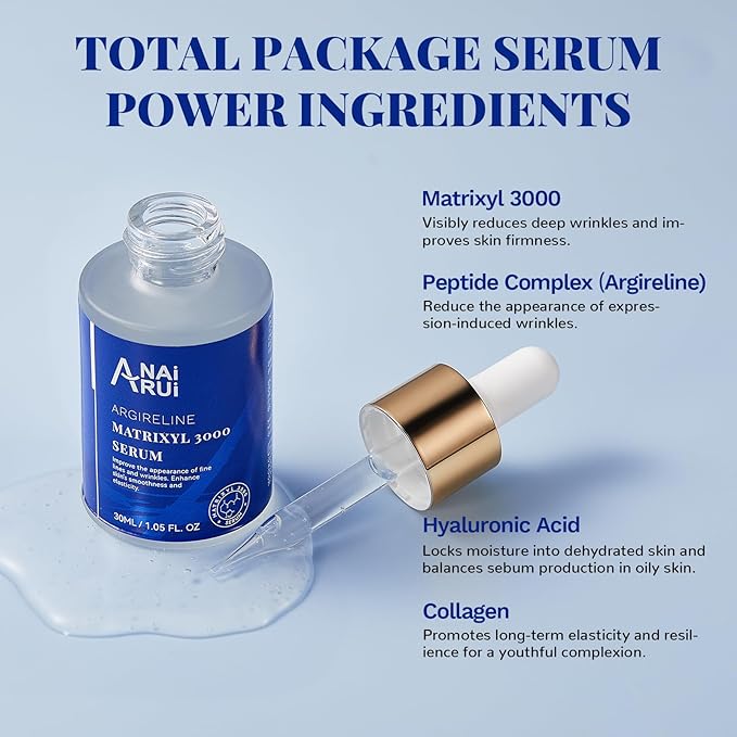 ANAI RUI Matrixyl 3000 + Argireline Serum with Hyaluronic Acid - Reduce Fine Line - Facial Skin Serum,Peptide Complex Serum1.05 Fl.oz