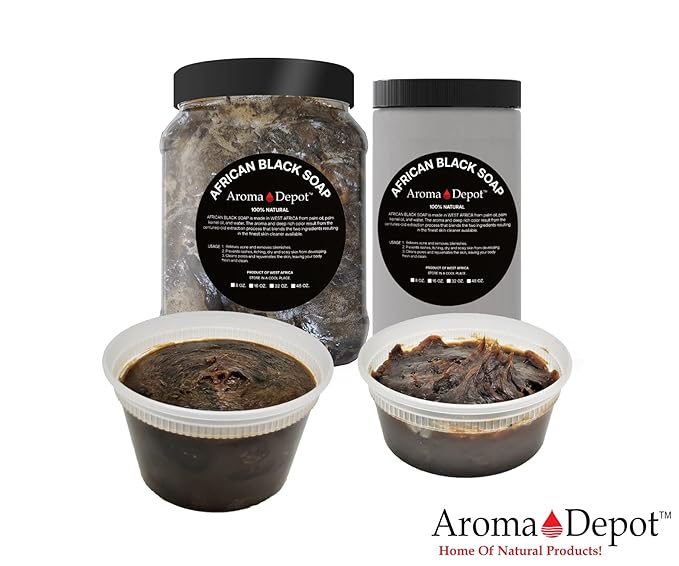 Raw African Black Soap & Shea Butter Yellow 2 lbs. COMBO PACK Cleanser and Moisturizer Set 100% Raw-Pure Unrefined I For all skin types I For Hair, Body and Face I Imported from Ghana I