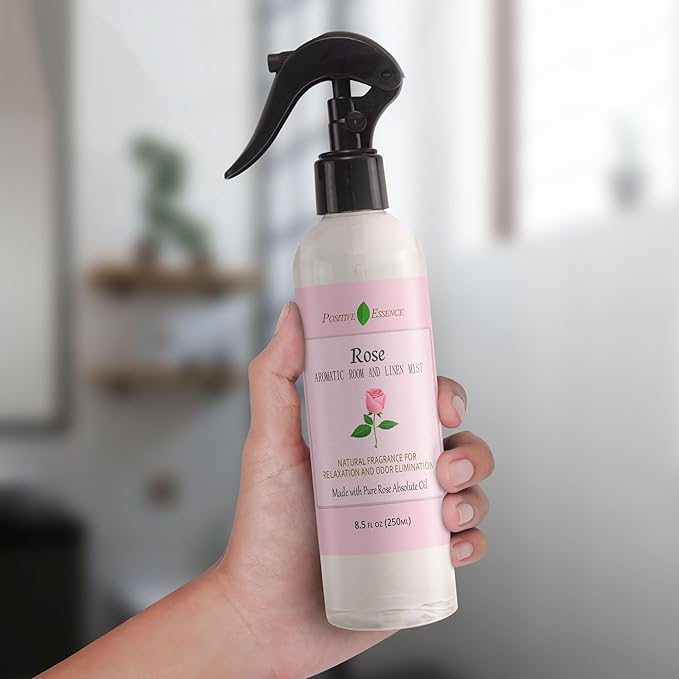 Rose Linen and Room Spray, Natural Pillow Spray Made with Pure Rose Essential Oils, Relaxing Home Fragrance or Toilet Spray, Rose Water Spray (8.5 fl oz)