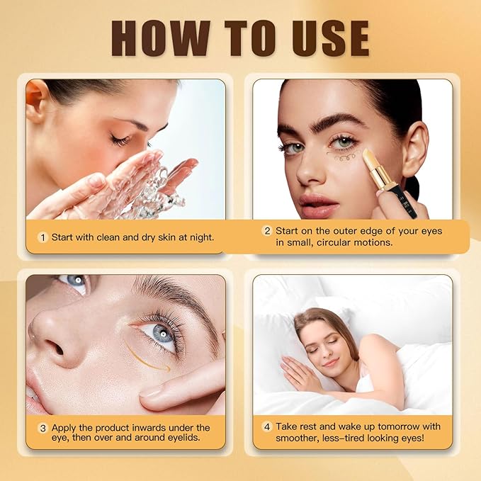 Retinol Eye Stick, Retinol Eye Cream, Anti-Aging Eye Cream for Wrinkles, Dark Circles, Puffiness & Bags Reduces Fine Lines Under Eyes 3.5g