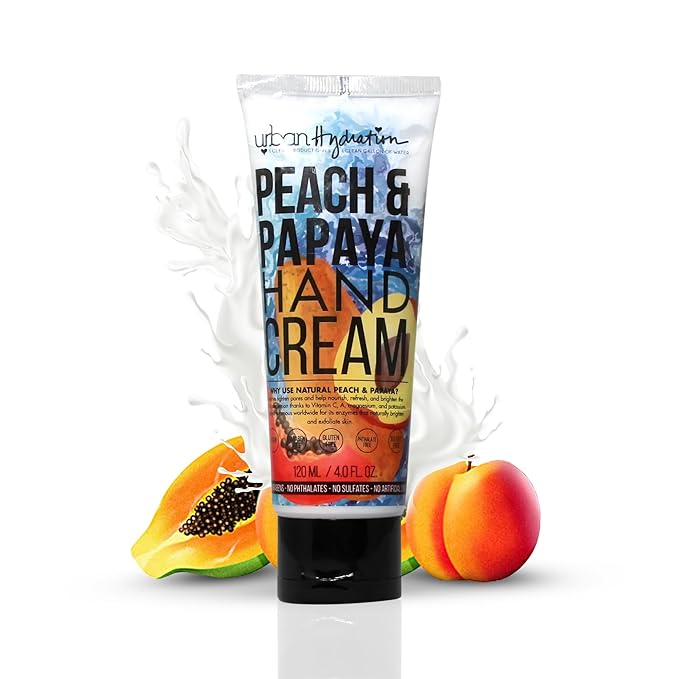 Urban Hydration Peach & Papaya Hand Cream, Hydrating & Moisturizing Hand Cream for Men and Women, Brighten & Glow Formula with Ceramides and Antioxidants, Sulfate-Free & for All Skin Types – 4 FL Oz