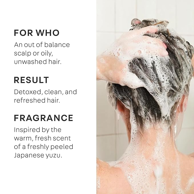 NatureLab.TOKYO Perfect Clean Scalp Scrub & Clarifying Shampoo - Sugar Crystals, Probiotic Sake Water, Hyaluronic Acid, Pearl Extract - 2-in-1 Deep Scalp Cleanser for Shine & Hydration, 8.1 oz, Yuzu